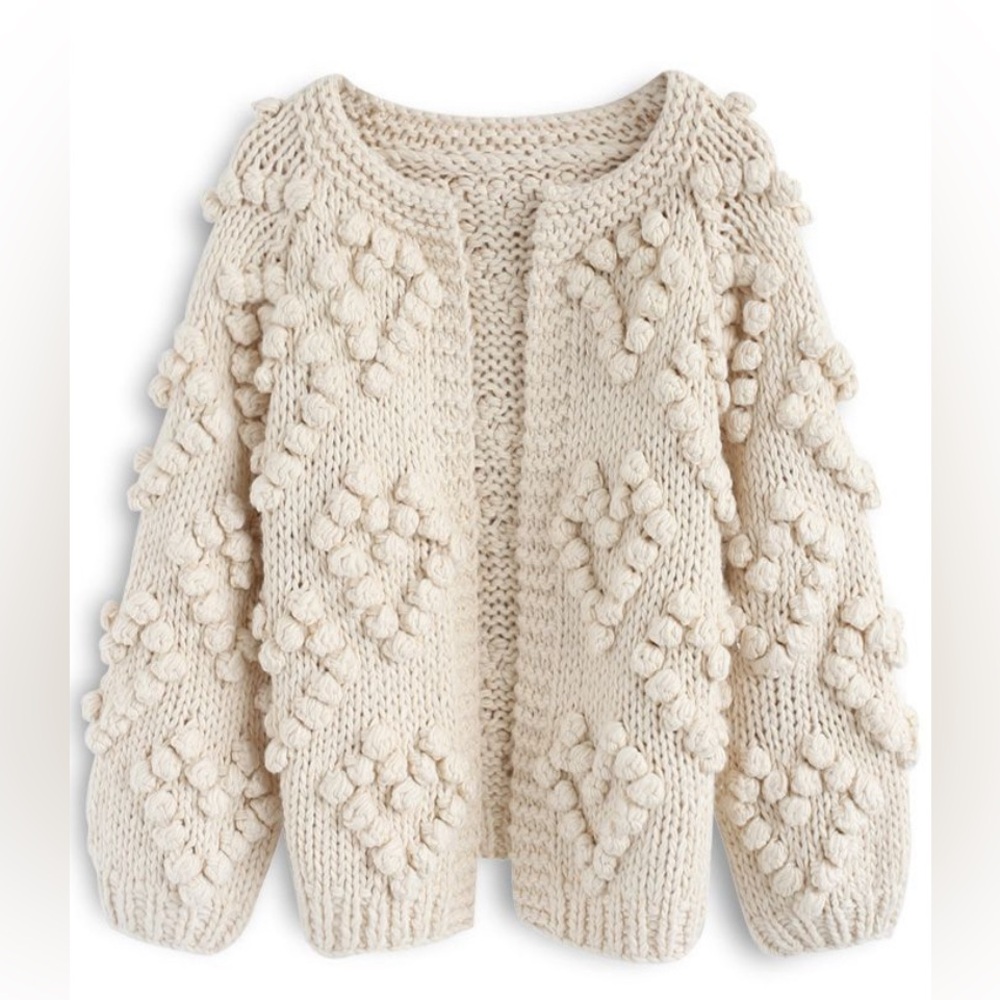 Chic Wish Knit Your Love Cardigan Ivory - S/M